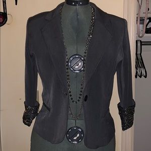 Sexy Gray Blazer w/ Sequin Sleeves